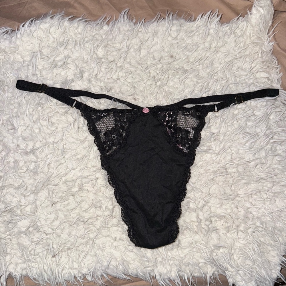 Victoria's Secret Black Lace G-String Panty NWT Sz XL